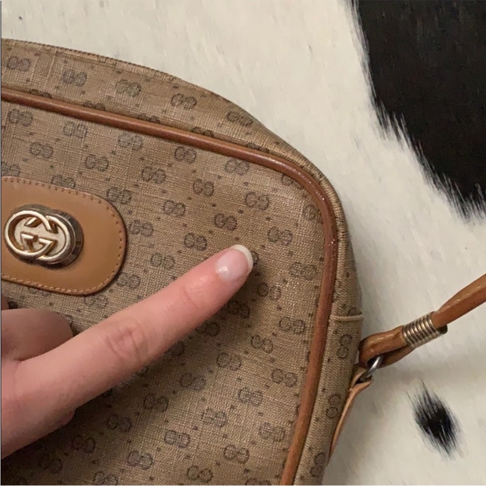 Gucci Purse 70’s Mini GG Monogram Shoulder Bag Crossbody Tan Authentic Vintage - Picture 5 of 17